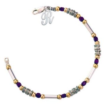 Silver bracelet with free silver inisital - artisan design