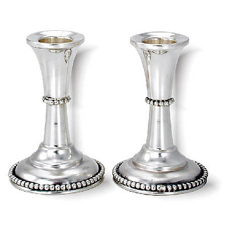 Candlesticks, two rows of pearls - 925 Sterling Silver
