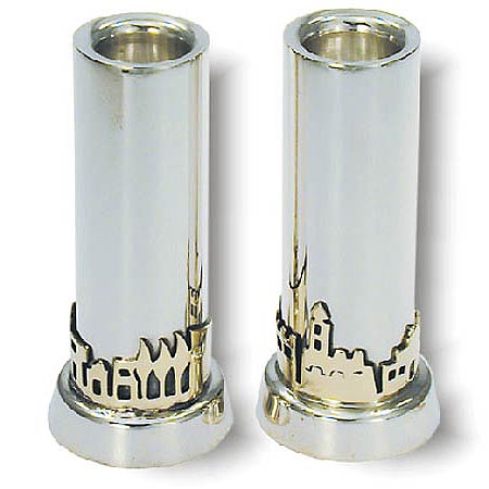 Candlesticks, Jerusalem of Gold -  925 Sterling Silver