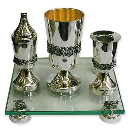 Havdalah set, grape motif - 925 Sterling Silver