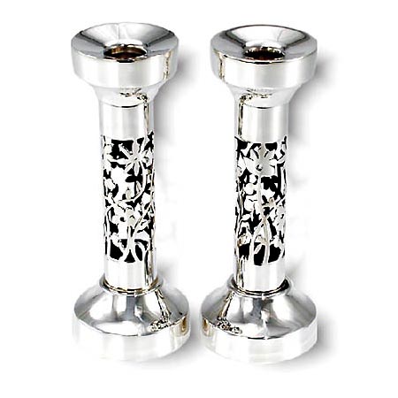 Candlesticks,  flower motif  - 925 Sterling Silver