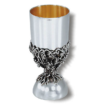 Appliqued cast grapes - 925 Silver Kiddush cup