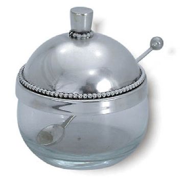 Glass bowl, Pearl design - 925 Sterling Silver Honey dish