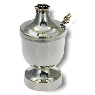 Hammered, honeycomb on cover - 925 Sterling Silver Honey dish