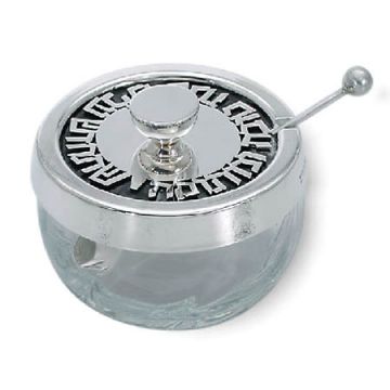 Glass bowl - 925 Sterling Silver Honey dish