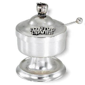 Apple-shaped handle -  925 Sterling Silver Honey dish