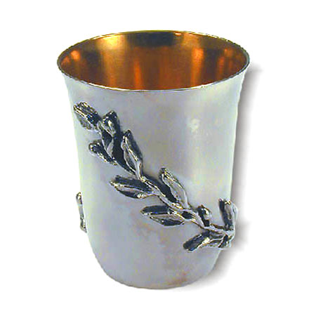 Appliqued leaves - 925 Silver Kiddush cup
