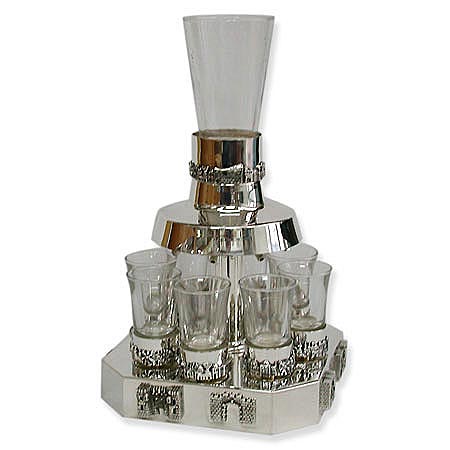 Fountain set, Jerusalem panorama motif,  -  925 Sterling Silver