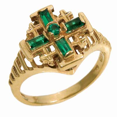 14k Gold Jerusalem cross ring