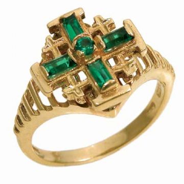 14k Gold Jerusalem cross ring