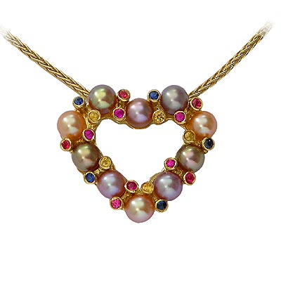 Pearl and diamonds Heart