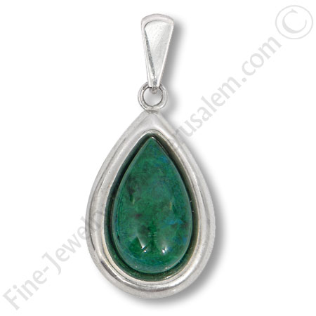 silver hamsa charm with Eilat stone