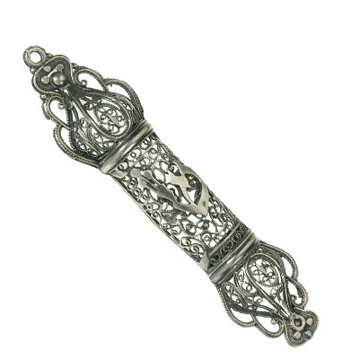 St. Silver Filigree door mezuzah