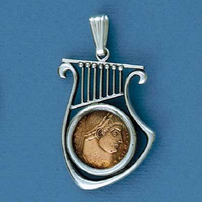 King David's harp set with Ancient coin