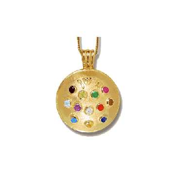 14K Gold round Hoshen pendant