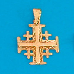 14K Gold Jerusalem Cross Pendant