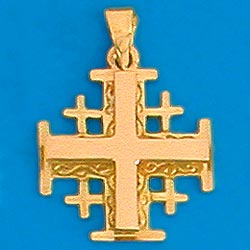 14K Gold Jerusalem Cross Pendant
