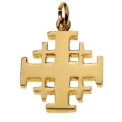 14k Gold Jerusalem Cross - Plain finish