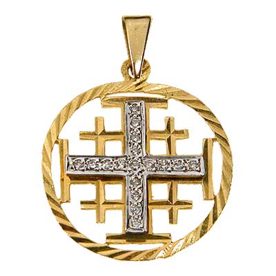 18K Gold Jerusalem Cross set with Diamonds