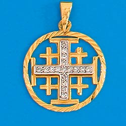 18K Gold Jerusalem Cross set with Diamonds