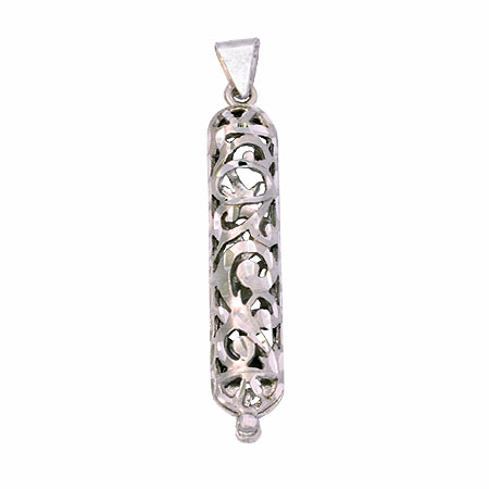 St. Silver Filigree Mezuzah Pendant