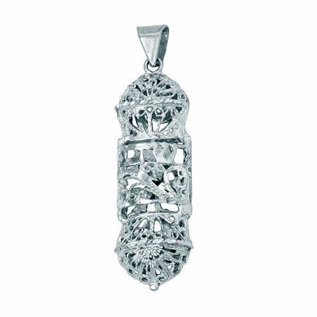 St. Silver Filigree Mezuzah Pendant