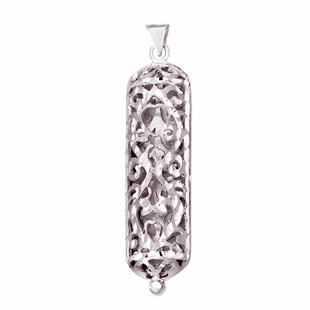 St. Silver Filigree Mezuzah Pendant