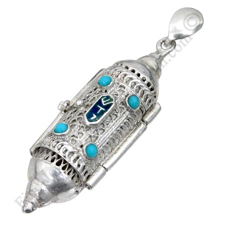 filigree Mezuzah pendant with "El-Shadai"