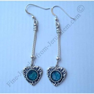 romantic design in sterling silver heart earrings