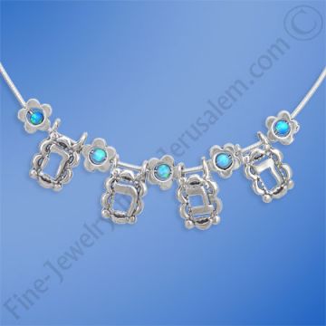 Silver flowers & Opals name necklace