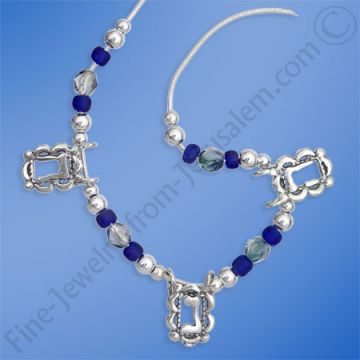 Silver name necklace with semi precious stones