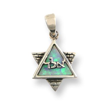 St. Silver star of  David set with Opal