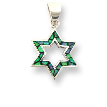 St. Silver star of David set with Opal