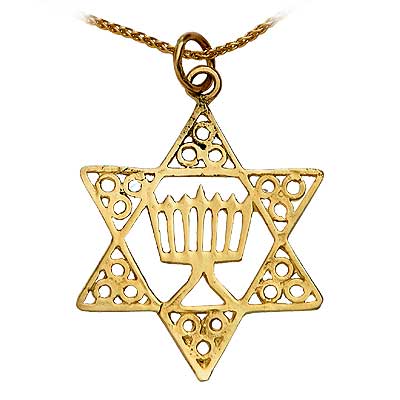 14K Star of David with the Menorah