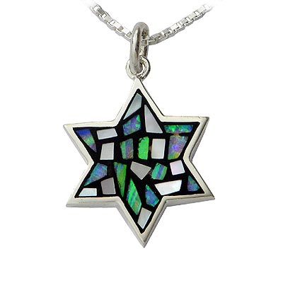 St. Silver Star of David set with Crushed Opals