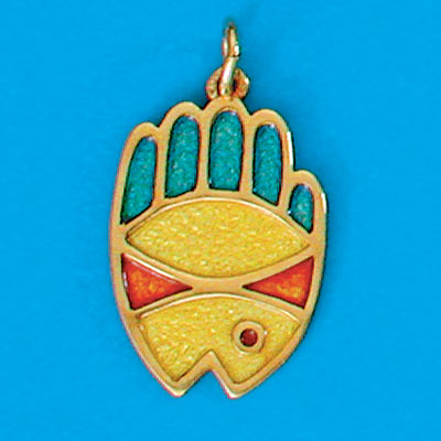 14k Gold Pendant with the three Good Luck symbols