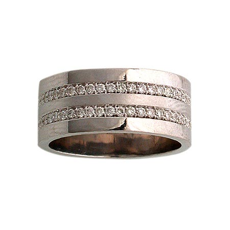 18K gold ring with two diamonds lines
