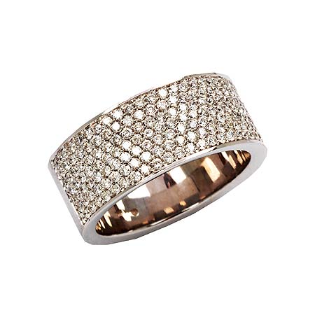 18K gold flat top ring set with diamonds