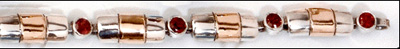 Silver and Gold bracelet  set with garnets