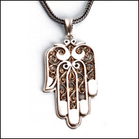 Sterling Silver and 14k Gold hamsa