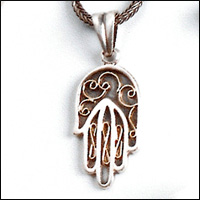 Sterling Silver and 14k Gold hamsa