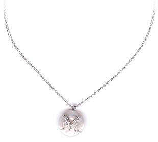 18K Gold Initial set with Diamonds, Mounted on a Flat Pearl