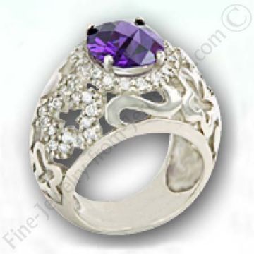 silver and cubic zirconia ring