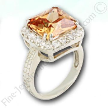 silver ring with cubic zirconia